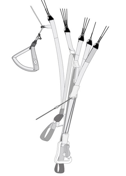 Advance Alpha 5 Paramotor - Hang point for paramotoring (trimmers in use)