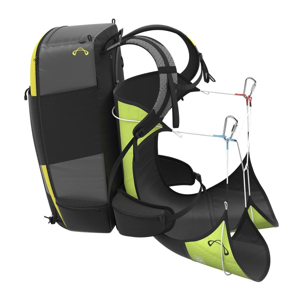 Advance STRAPLESS mountain paragliding harness (shown with optional extra Advance PIPACK 2 rucksack)