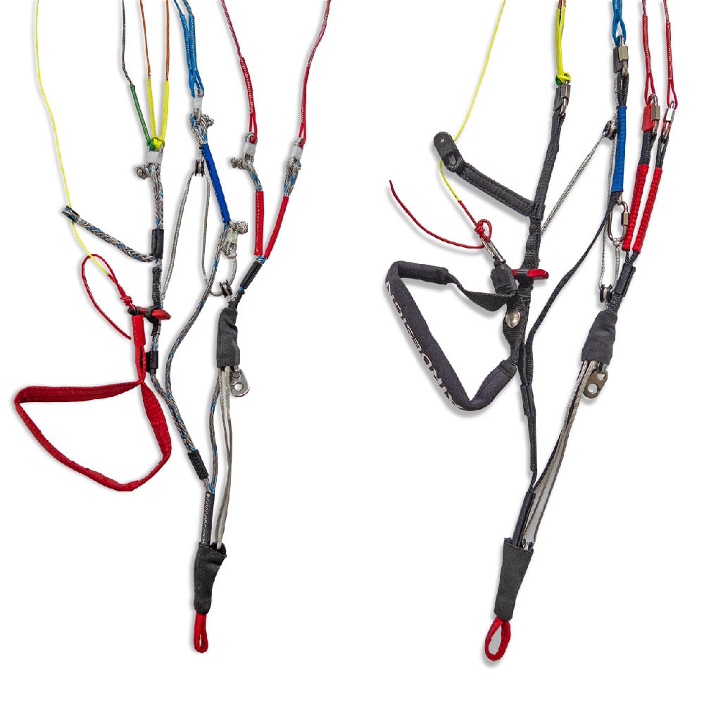 AirDesign Hero 2: Superlight Dyneema risers -optional (left) & 12mm aramid risers- standard (right)