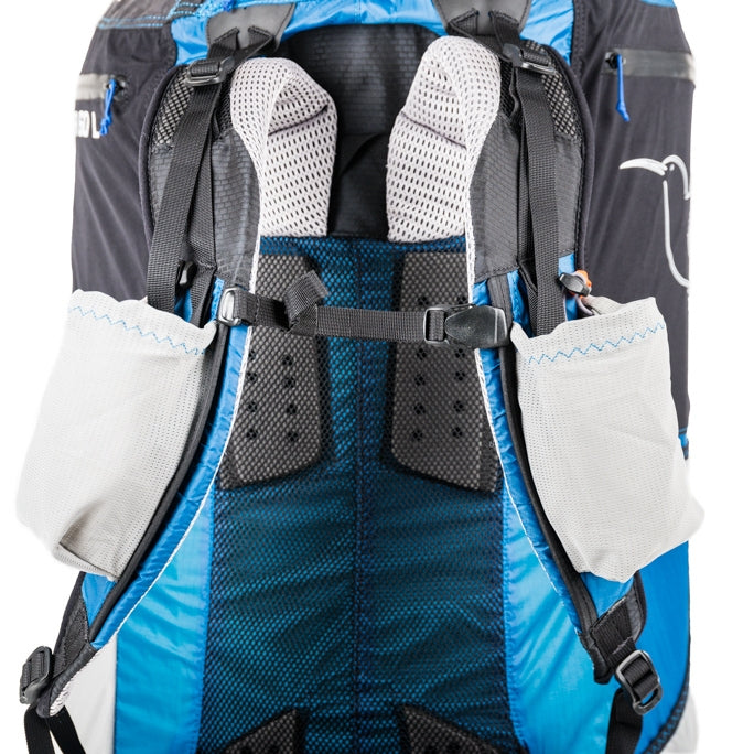 Kortel Kolibri Backpack 60L. Mesh pockets on the shoulder straps