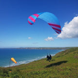 Excellent launch characteristics | Phi CONCERTO in standard colours CC2 (Royal Blue-Sangria-White) | photo courtesy of Pembrokeshire Paragliding