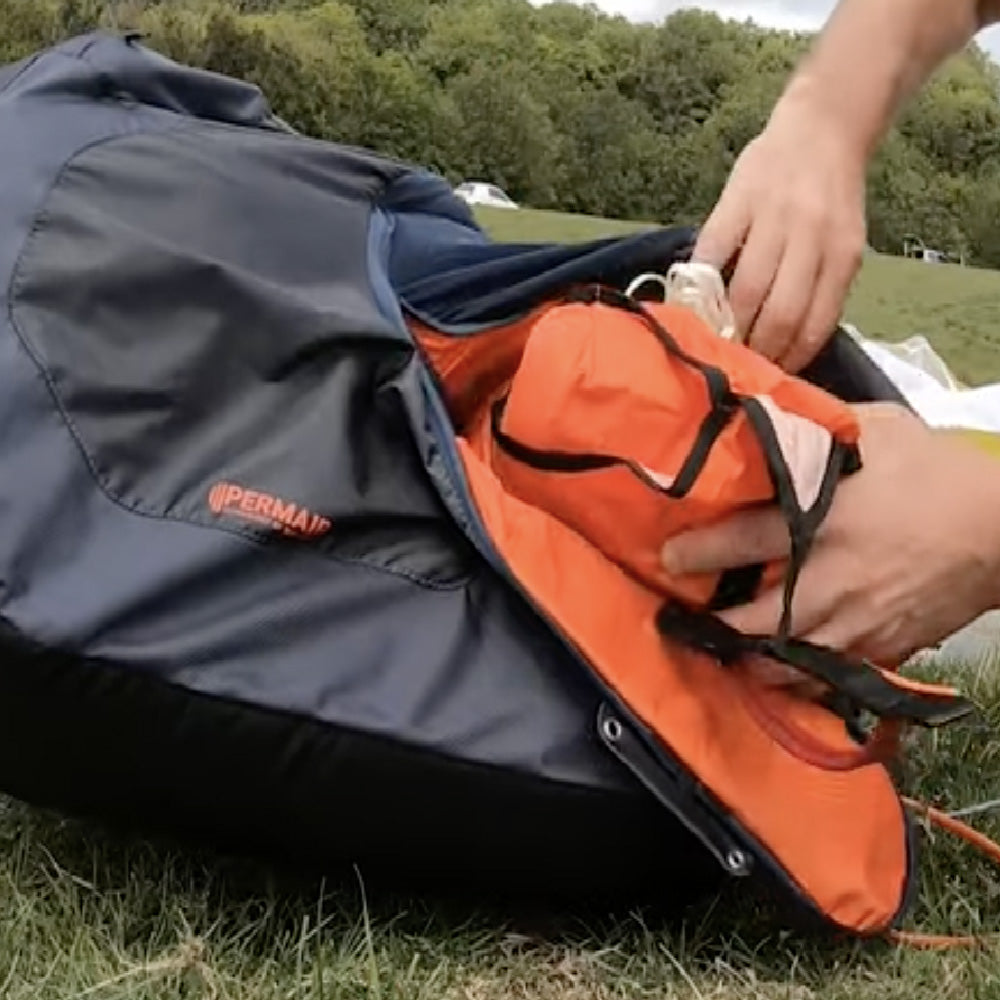 Skywalk BREEZE Reserve Handle & Inner Container storaged in the harness.