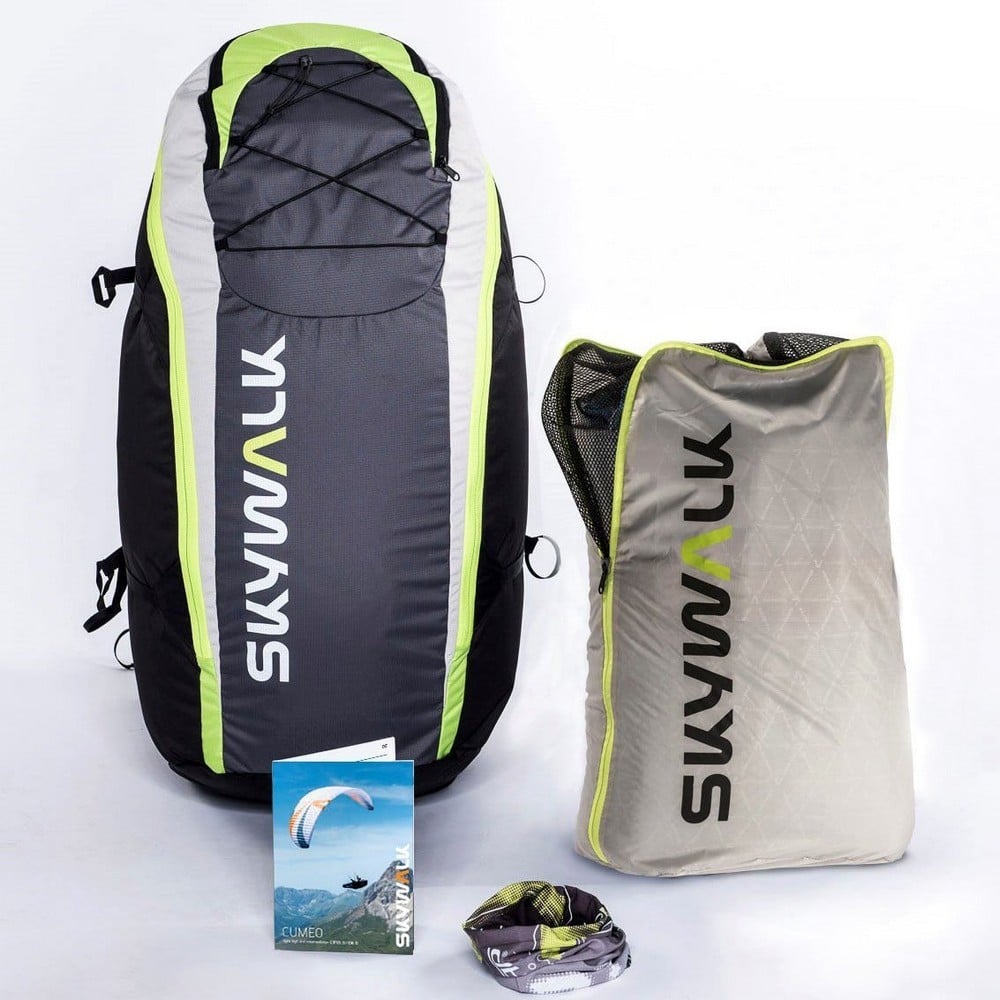 Package contents including ALPINE backpack