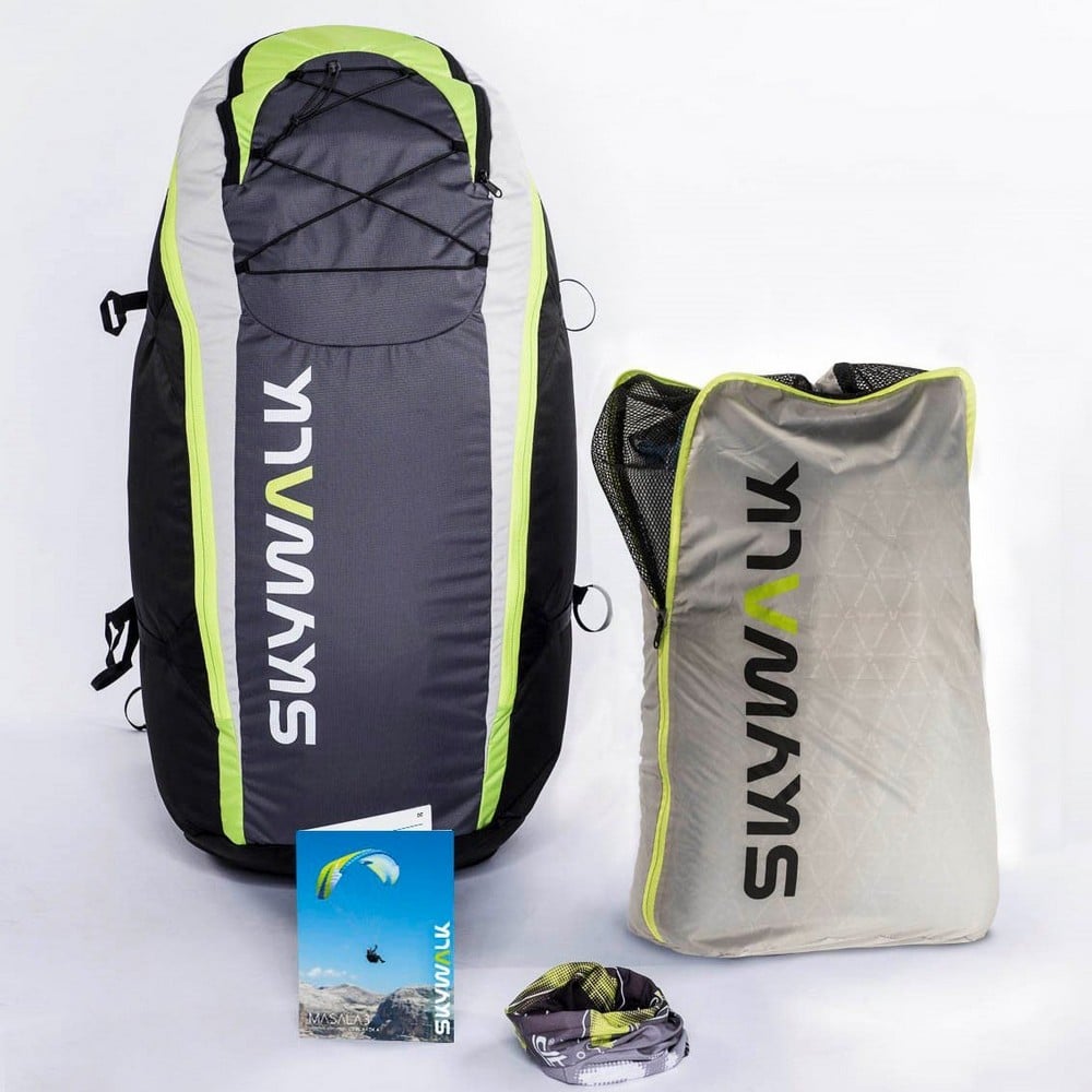 Package contents including ALPINE backpack