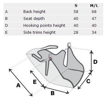 Sup'Air Walibi2 - Sizes (dimensions in cm)