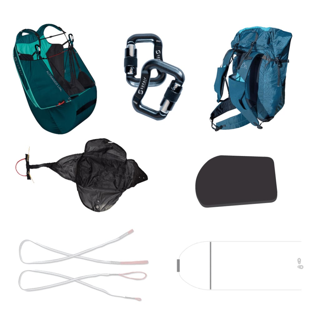 Accessories included in the weight of the harness "Ready To Fly" *