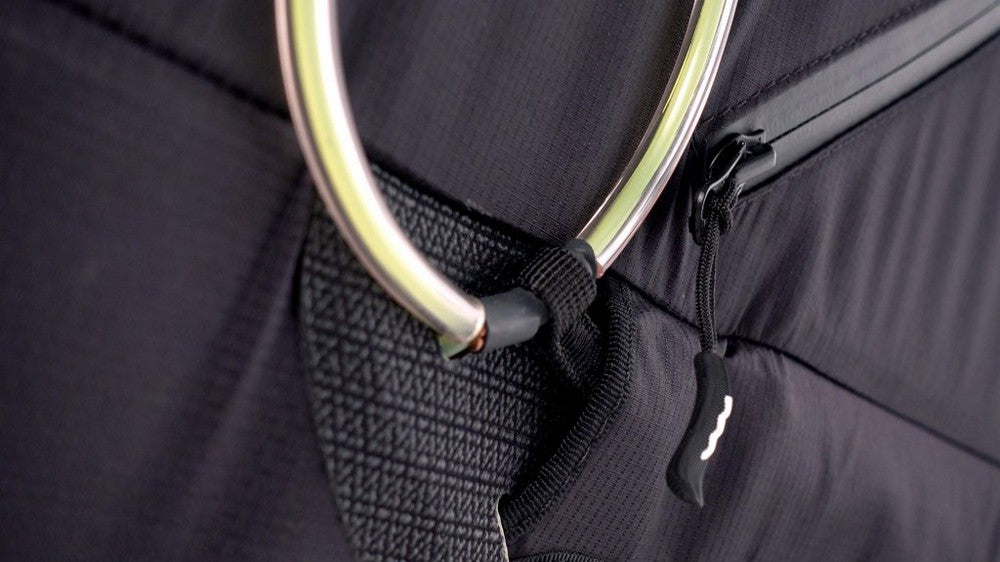 Two emergency parachute containers under the seat