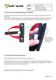 Safety Notice: Supair Harness-Reserve Handles E2 & E2L