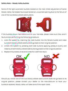 Safety Notice: Woody Valley buckles