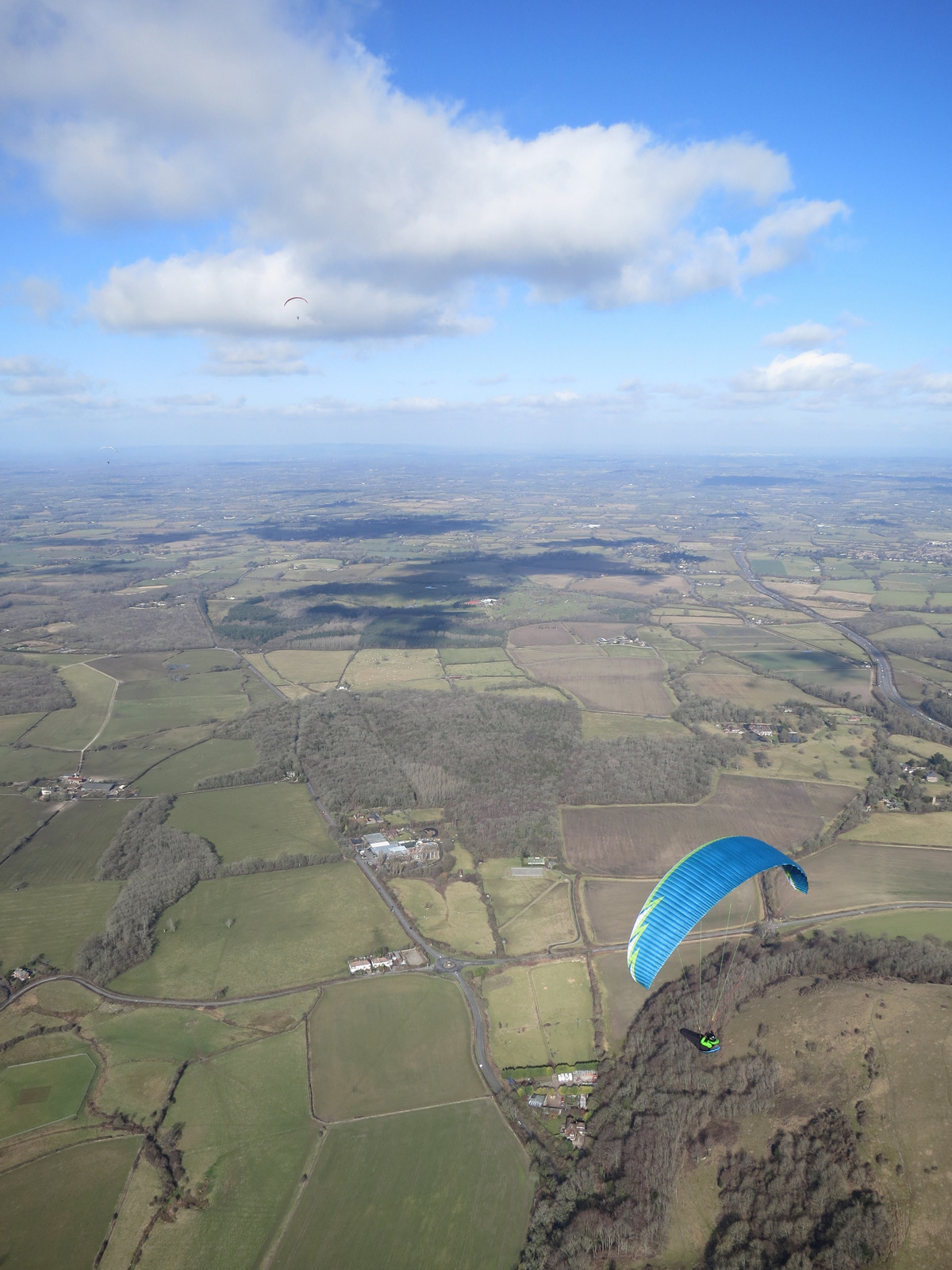 Gliding upwind over Newtimber, looking NE towards Hurstpierpoint and Burgess Hill.
