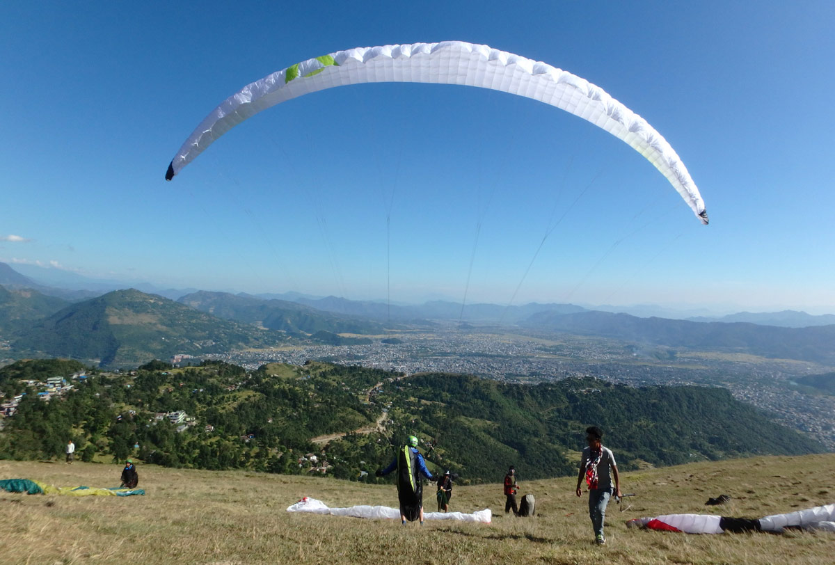 Paragliding in Nepal: Sarangkot takeoff