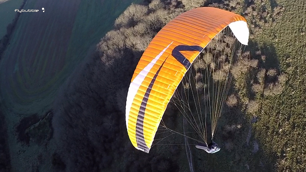 Skywalk Poison Xalps review - top surface in flight