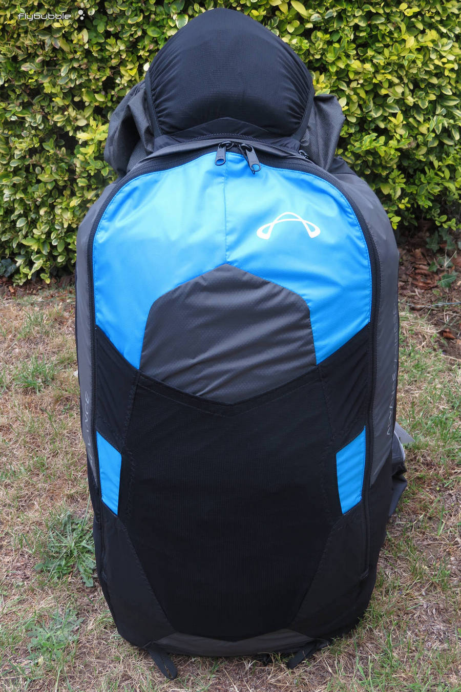 The rucksack with helmet on top - Advance EASINESS 3 paragliding harness review by Flybubble