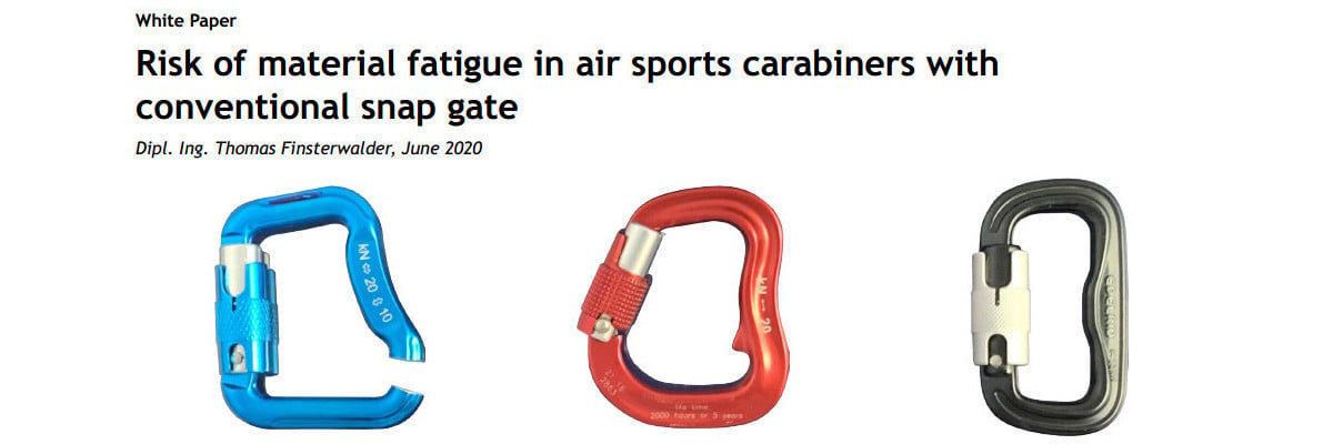 Finsterwalder Risk of material fatigue in air sports carabiners with conventional snap gate