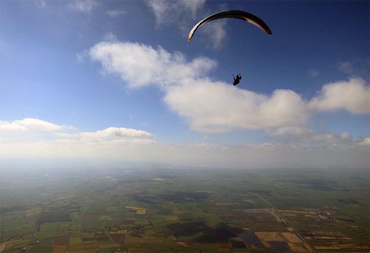 The sky was fantastic on the Leckhampton day: Greg Hamerton glides on