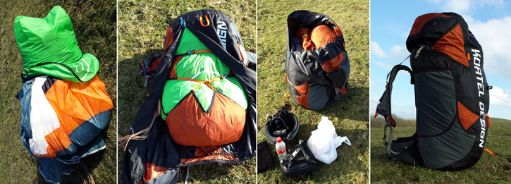 Kortel Kolibri Backpack fitting the glider in