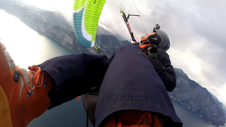 Acro paragliding on a freestyle wing
