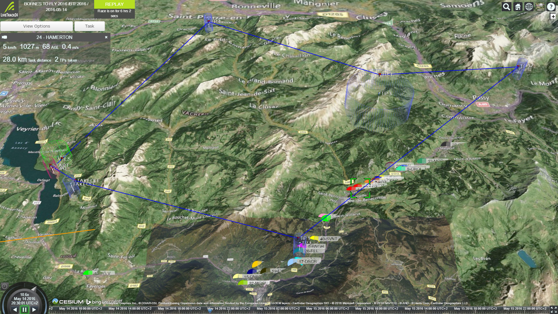 Bornes to Fly route overview at end of day 1