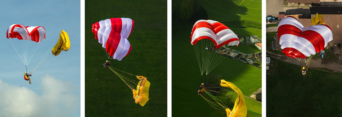 Paragliding reserve parachute guide: steerable / Rogallo