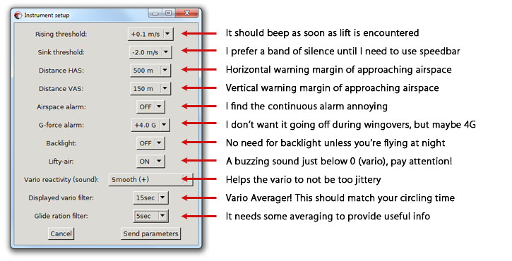 Setting parameters on the SYS'NAV V3